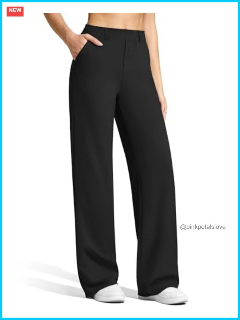 Wide Leg High Rise Dress Pants Pull On Slacks Belt Loops Office